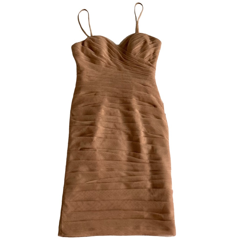 Wtoo tan cocktail ruched bodycon dress size 2